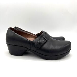 Dansko Women Black Leather Clogs Block Heel Comfort Shoes 4822020200 Size 39